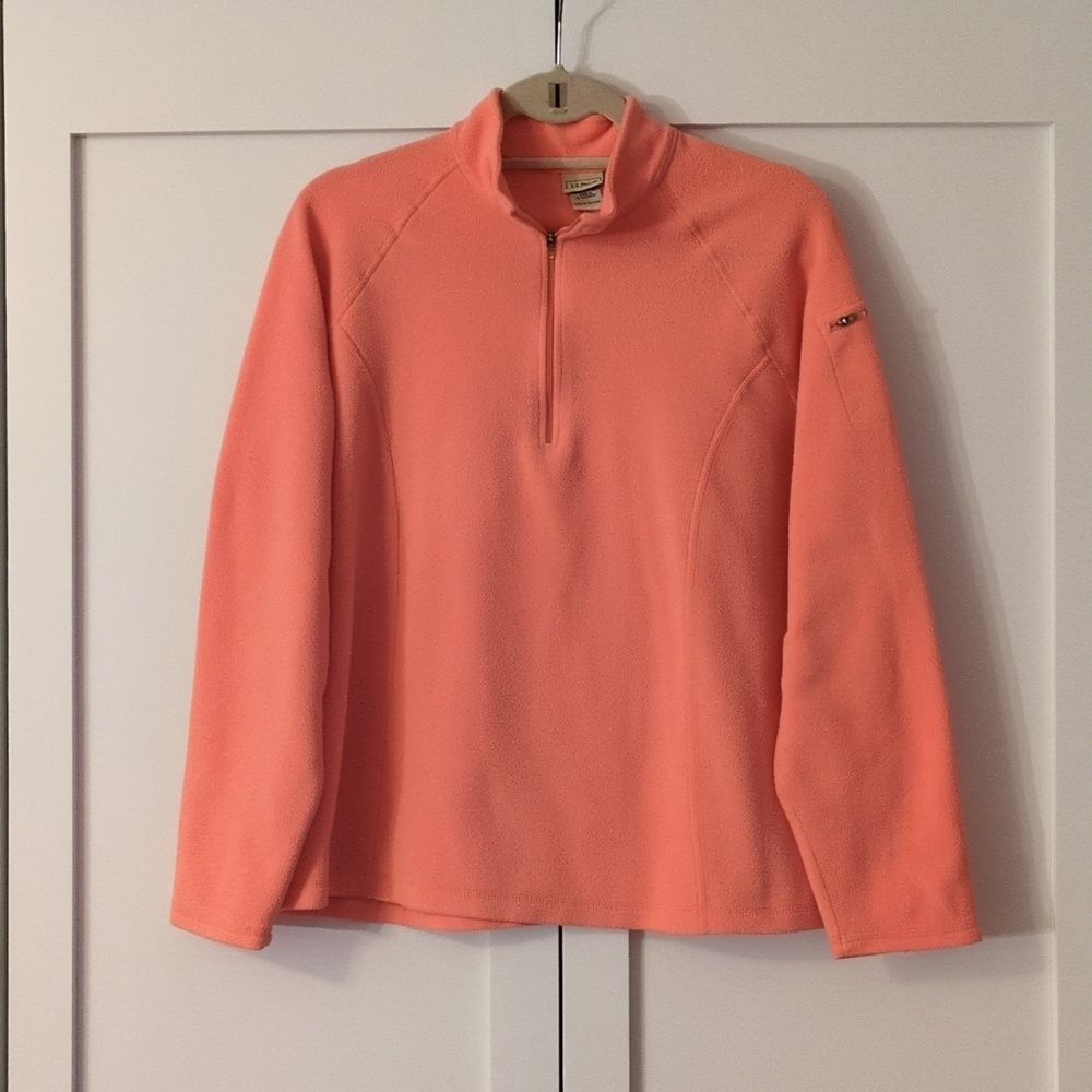 L.L.Bean Women's XL Quarter Zip Fleece Pullover Pink Coral Lightweight